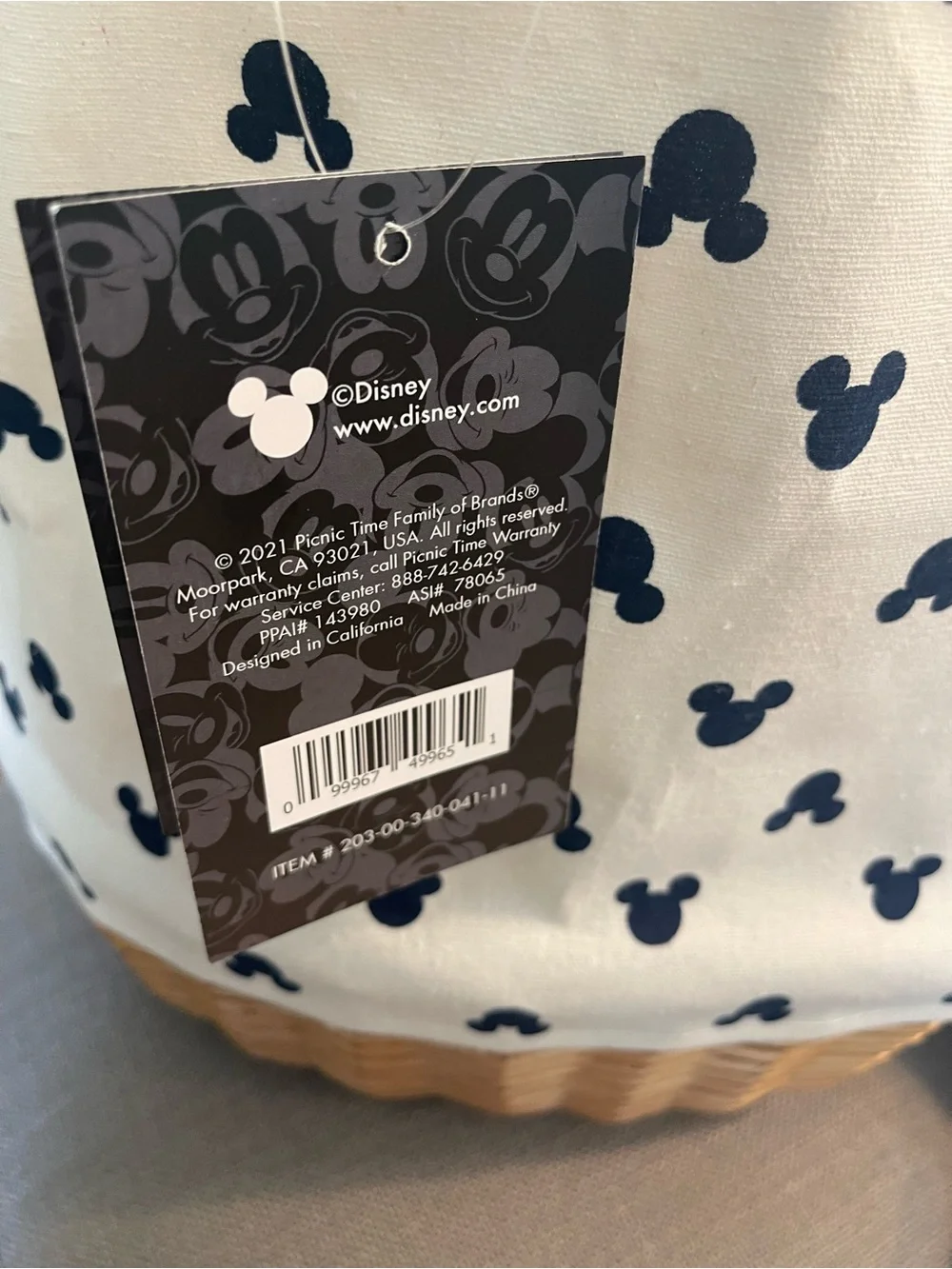 NWT Disney Mickey Mouse Picnic Time Coronado Canvas and Willow Basket Tote - Picture 6 of 13